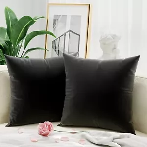 Copricuscino in velluto nero, copricuscino da lancio 18x18 pollici, set di 2 decorazioni morbide - Foto 1 di 3