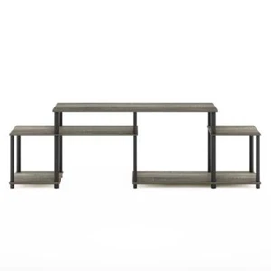 Furinno TV Stand 72.24 in. W With Open Storage in French Oak Grey and Black - Picture 1 of 5