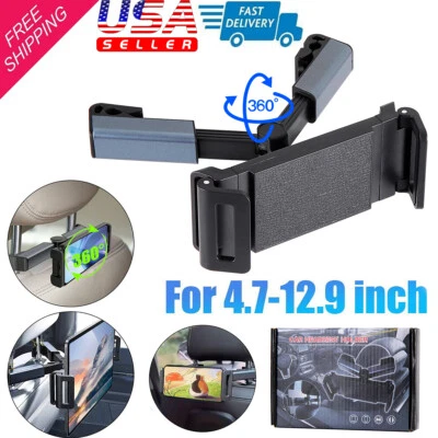 360° Car Back Seat Headrest Mount Tablet Holder for 4.7-12.9" iPad Phone Samsung - Image 1 of 4