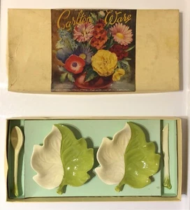Vintage 1960’s Carlton Ware Butter Dishes Knife Spoon Green/Cream 2361 Australia - Picture 1 of 12