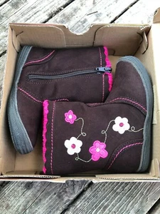 Okie Dokie Bree Girls Brown Floral Winter Boots Toddler Brand New with Box - Picture 1 of 3