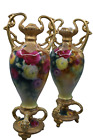 Antique Rococo Gold Gilt Floral Vases, Home Decor, Made in Italy, Victorian Gold