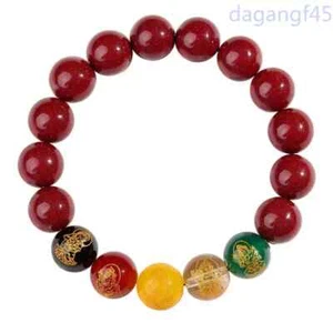 8mm Cinnabar Year Wealth Purple Gold Sand Bracelet Good Luck Beads Bracelet Gift - Picture 1 of 6
