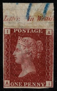1864 1d Rosso Pl 177 AI 4m Imprimatur Foglio Iscrizione Margine SG 43 Cat. £425,00 - Foto 1 di 1