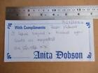 Anita Dobson   Autograph ( File SB2) paper only no card included