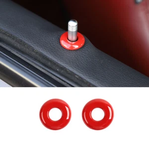 2x Red Inner Door Lock Pins Cover Trim Accessories For Dodge Challenger 2014+ - Picture 1 of 6