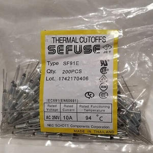 5pcs 94°C Celsius Degree SF91E SEFUSE Cutoffs 10A 250V NEC Thermal Fuse 201.2°F - Picture 1 of 1