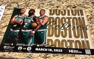 Póster del juego de baloncesto Boston Celtics 2025 (17x11) Pritchard/blanco/porzingis Foto 1 de 3