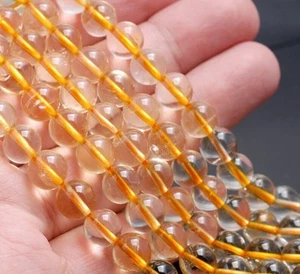 Natural Citrine Gemstone 8 MM Round Smooth Beads Strand 15.5" For Jewelry - Picture 1 of 3