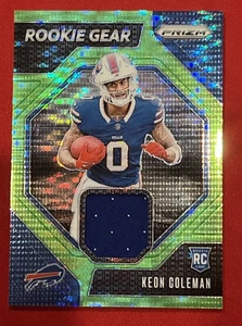 2024 Panini Prizm Rookie Gear Keon Coleman #RG-KCN Neon Green Pulsar Prizm Patch - Foto 1 di 8