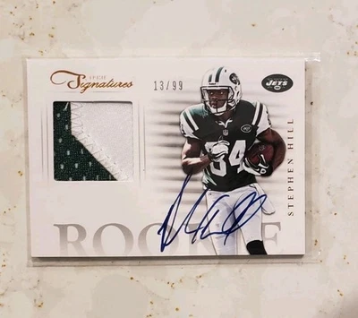 2012 Prime Signatures Stephen Hill New York Jets Auto Material Relic RC SP 13/99 - Image 1 of 3