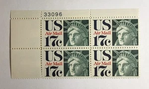 US 17 cent Statue of Liberty Air Mail 1971, Scott C80, block of 4, MNH/OG/XF. - Picture 1 of 1