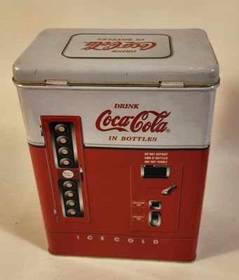 COCA-COLA Beverage Coke Bottle Vending Machine Vintage 1997 Collectible Tin Box - Image 1 of 4