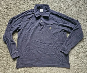 Brooks Brothers 346 Navy Blue Long Sleeve Rugby Style Polo Shirt Men's Large - Picture 1 of 9