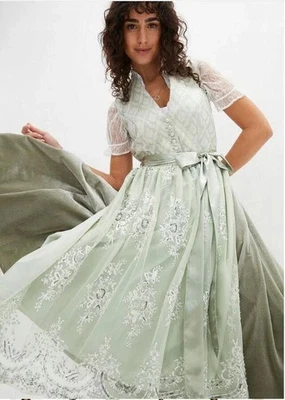 %%%%%/ Größe 48 BPC B.P.C 2 TEILE ! schönes SAMT Dirndl + Schürze Kleid Grün NEU - Bild 1 von 4