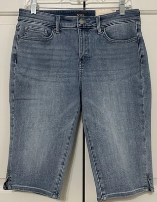 NWT NYDJ size 10P blue jean afterglow bike capri riveted shorts womens - Image 1 of 4