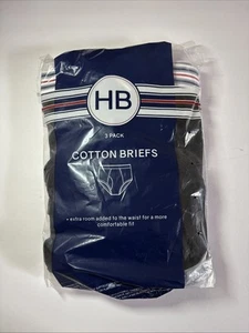 2 Pair HARBOR BAY Cotton Black BRIEF Underwear 4XL Open Package 54-56 Waist - Picture 1 of 7