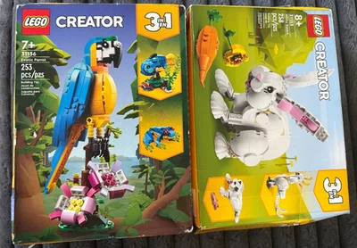 2-2023 LEGO CREATOR LOT EXOTIC PARROT 3 in 1 LEGOS SET 31136 WHITE RABBIT 31133 - Image 1 of 4