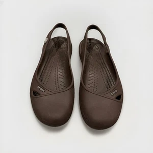 Crocs Olivia Slingback Flats Size 6 Brown Comfort Shoes Jewel Accent - Picture 1 of 8