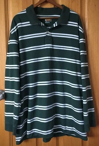 Camicia The Foundry uomo 2XLT verde/bianco a righe manica lunga con colletto - Foto 1 di 7