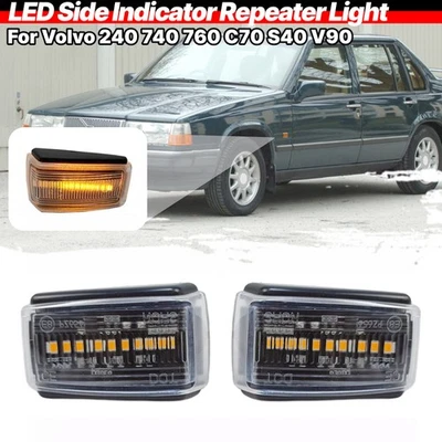 Dynamic LED Side Marker Repeater Light For Volvo 240 740 760 780 850 V40 V90 - Image 1 of 4
