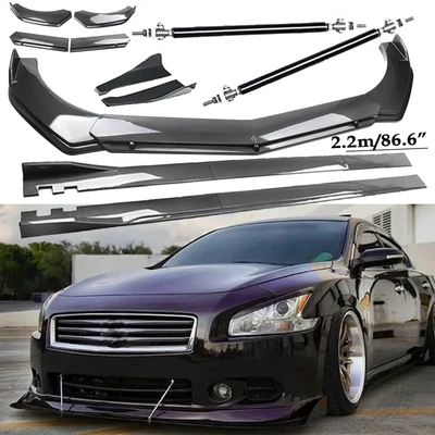 Carbon Fiber Front Bumper Lip Spoiler Side Skirt Body Kits For Nissan Maxima ST - Image 1 of 4