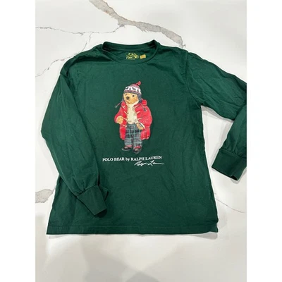 Polo Ralph Lauren Polo Oso Verde Manga Larga Camisa Niños 10-12 Foto 1 de 3