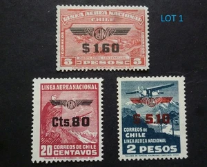 Chile Airmail stamps LAN 1940 Scott C51,52,53  Lot 1 - Picture 1 of 2