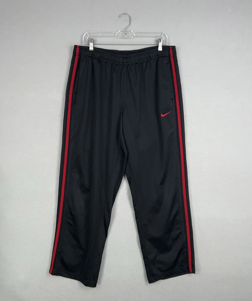 Nike Pants Mens XL Black Red Track Performance Warm Up Athletic Swoosh Street - Image 1 of 4