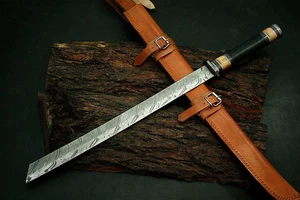 Fantastica Spada Machete da Caccia in Acciaio Damascato 30" Fatta a Mano | Outdoor Da Collezione - Foto 1 di 4