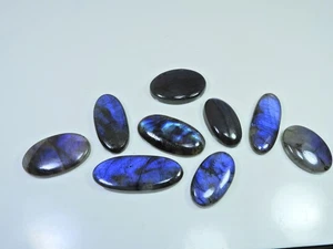 365Cts.Natural Labradorite Blue Flash Oval Cabochon Loose Gemstone 09Pcs Lot k33 - Bild 1 von 9