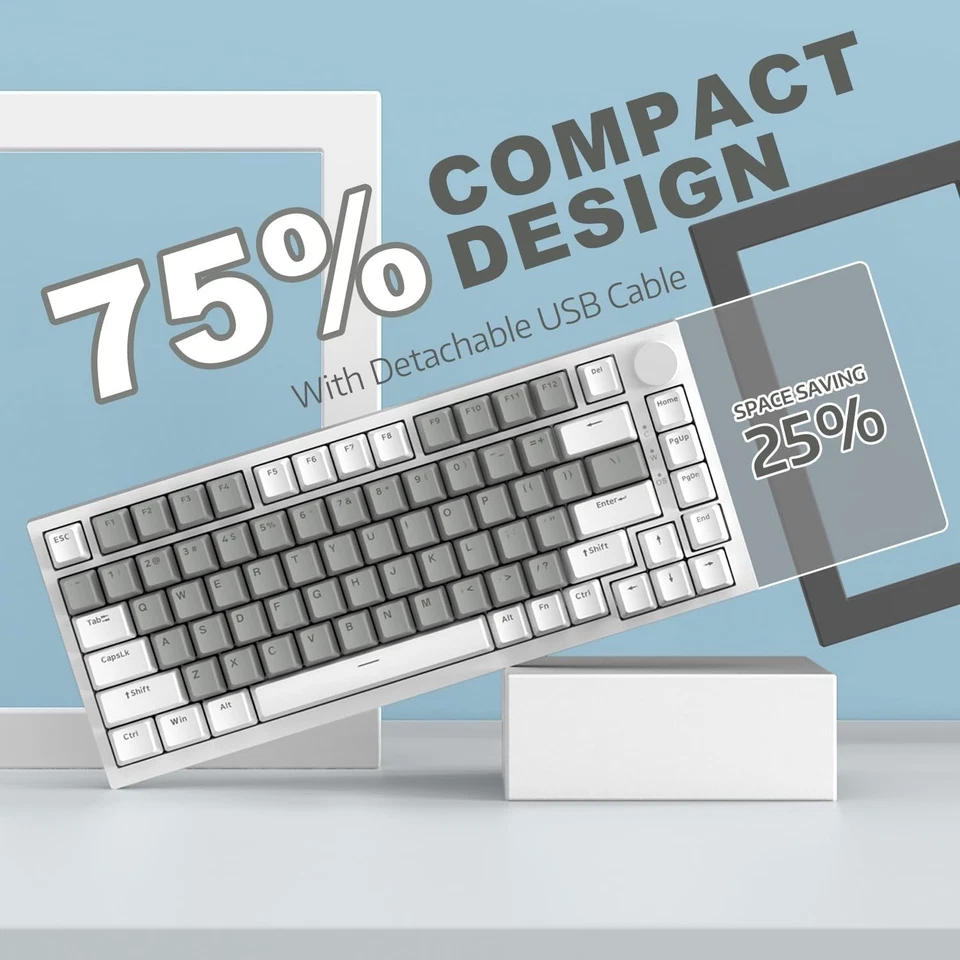 AJAZZ AK820 75% Wired Gasket Mechanical Gaming Keyboard with Volume Knob - Image 1 of 4