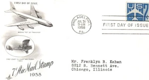 SCOTT#: C51 JET AIRLINER 7¢ JUL 31 1958 PHILADELPHIA PA FIRST DAY COVER FDC BX7 - Picture 1 of 1