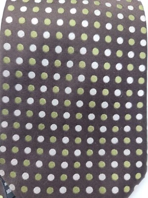 Corbata de diseñador Croft & Barrow para hombre marrón verde a rayas 100 % seda 3,75" Foto 1 de 4