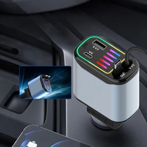 4in1 USB Type C Phone Charger LED Fast Charging Adapter Car Interior Accessories - Foto 1 di 9