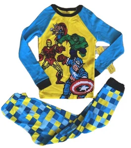 NEW Disney Marvel Avengers Boy Pajamas Size 10 Yellow Blue Red Hulk Ironman Thor - Picture 1 of 5