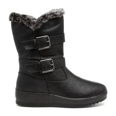 Softlites Womens Boots Black Adults Ladies Calf Comfort Faux Fur Trim SIZE - Image 1 of 4