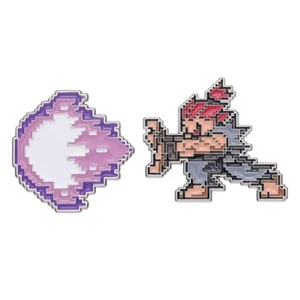 Street Fighter Retro Enamel Pin Badges Pixel 2 Piece Gaming Video Game - Picture 1 of 2