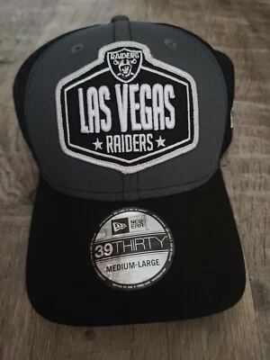 New Era Las Vegas Raiders 39thirty Flexfit Sombrero tiro negro malla logotipo parche gorra M/L Foto 1 de 4