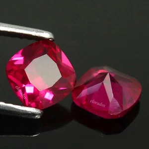 Par de cojines naturales Mogok poma sangre rojo rubí 5x5 mm certificado AAA+ piedras preciosas - Imagen 1 de 5