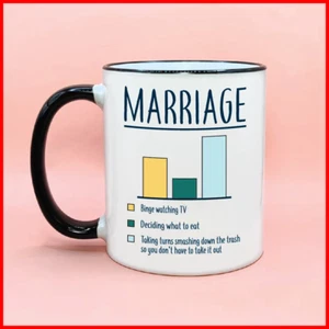 Lustige Hochzeit Balkendiagramm Kaffeetasse Paar lustig Heiratstabelle Ehemann Frau Tasse - Bild 1 von 3