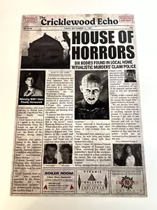 Hellraiser "House of Horror" Newspaper Article Poster 12"x8" NEW! (Pinhead) - Picture 1 of 2