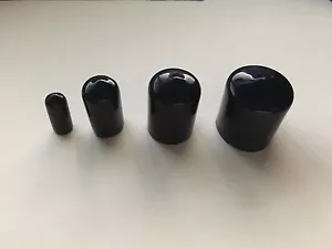 Black Vinyl (Rubber) Round End Cap Cover for Pipe Plastic Tube Hub Caps Tubing  - Picture 1 of 1