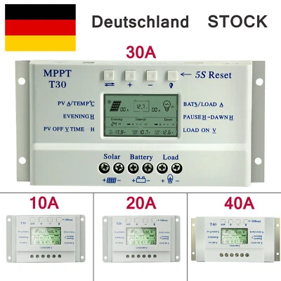 10A 20A 30A 60A/80A 12V-24V MPPT Solar Laderegler Solarregler mit LCD-Anzeige D8 - Bild 1 von 4