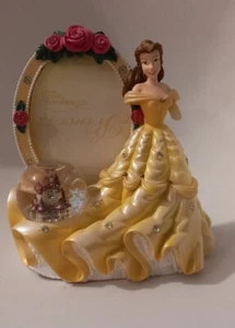 🔴Disney - Princess Belle Picture Frame with Snow Globe Castle - Picture 1 of 7