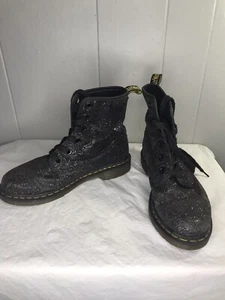 Dr. Martens Para Mujer 1460 Farrah 8 Ojos Negro Grueso Brillo EE. UU. 10 UK 8 Botas Zapatos - Imagen 1 de 8