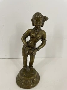 Antique Bronze Burma Southeast Asian Female Buddha Statue Figure Goddess - Picture 1 of 9