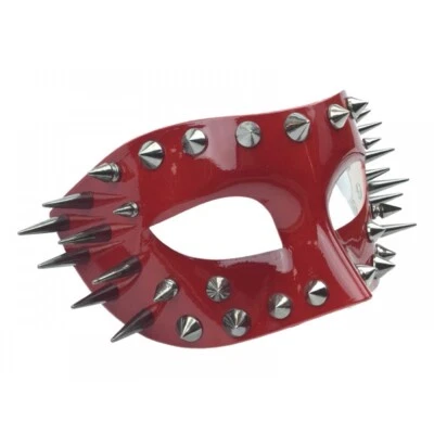 Men's Punk Aesthetic Spiked Halloween Costume Masquerade Eye Mask [Red] - Image 1 of 3