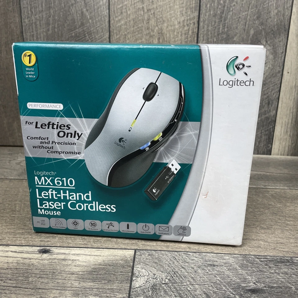 Logitech (MX 610) Left-Hand Laser Cordless Scroll Mouse W/ Receiver *BRAND NEW* - Image 1 of 4