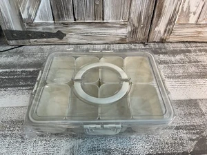 Divided Serving Tray with Lid & Handle - Portable Snackle Box Charcuterie Contai - Picture 1 of 6